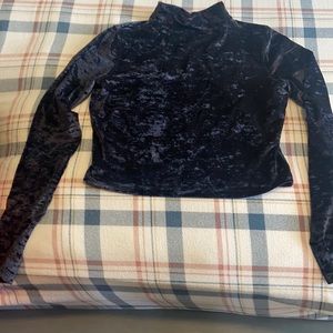 Black velour crop top